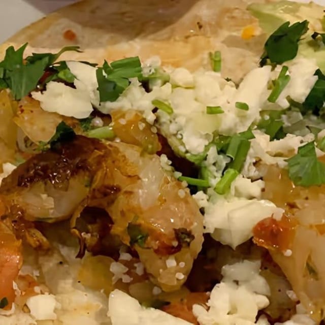SHRIMP TACOS.