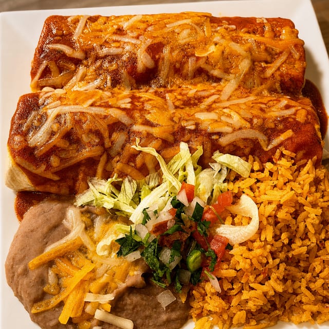 CHEESE & ONION ENCHILADAS.